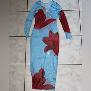 SHEIN Floral Mesh Swim Cover Up